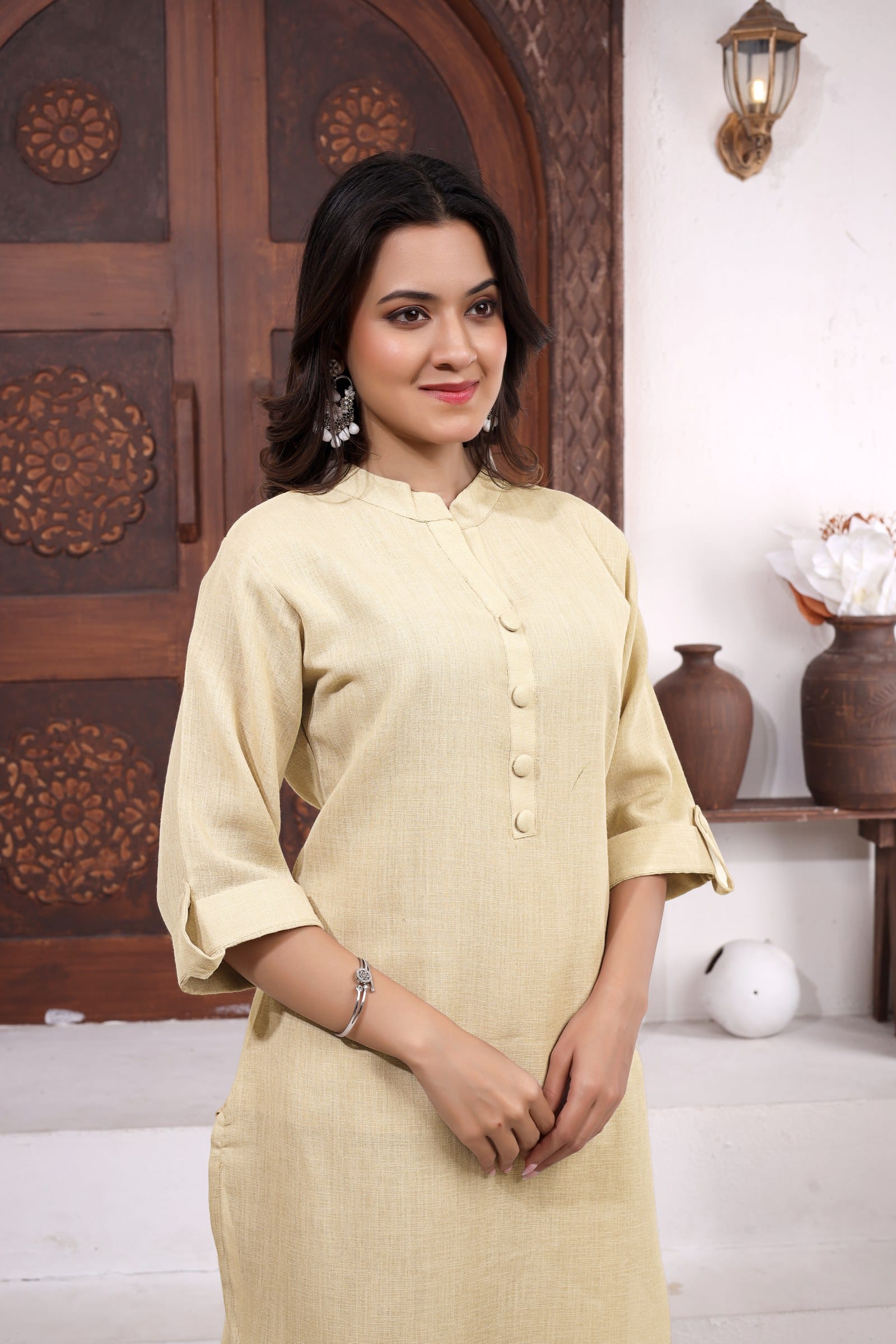 Sahara Co-ord Set kurta — collar and button placket detail